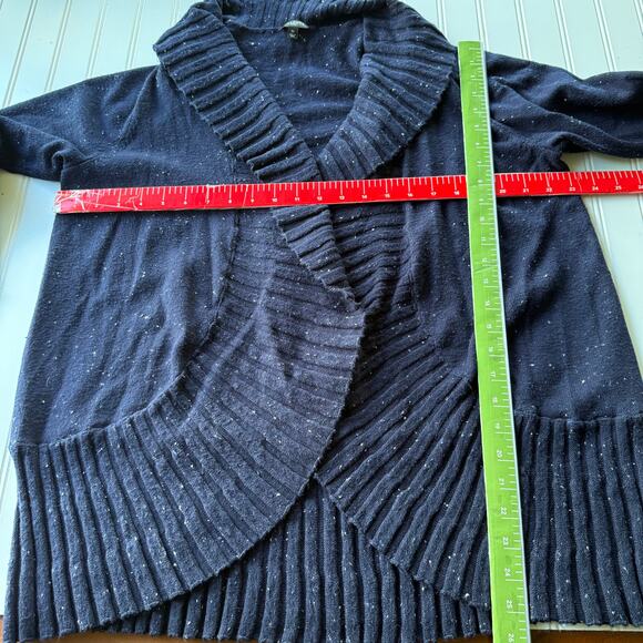 Talbots Navy Blue Speckled Ribbed open cardigan sweater size 1X/P - Picture 8 of 10